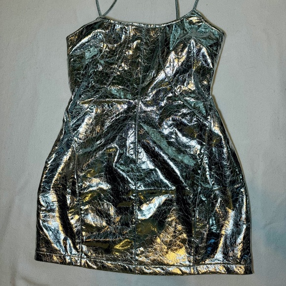 Nasty Gal Crackle Faux Leather Strappy Mini Dress - Picture 3 of 3